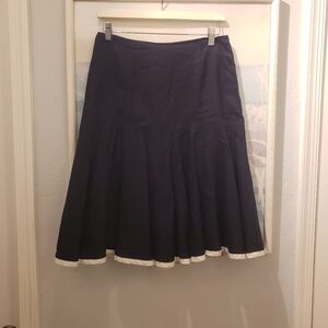 Ralph Lauren Navy White 100% Linen Fit and Flare Skirt Sz 4